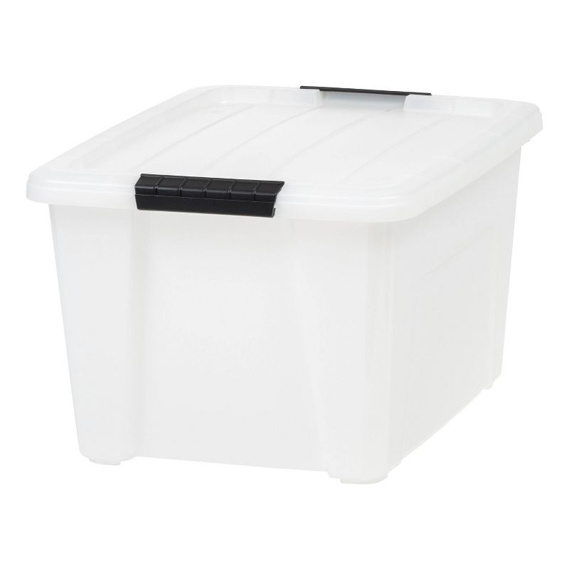 IRIS Stack and Pull Clear Storage Bin with Lid Natural, 1 of 9