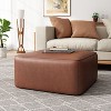 NicBex Modern 30" Square Ottoman Leather Footstools with Cushioned Seat for Bedroom and Living Room, Brown - 2 of 4