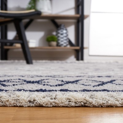 Marrakesh Gray and Navy Square Synthetic Area Rug