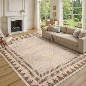 Garvee Modern Border Area Rug Washable Soft Low Pile Non Slip Rugs for Living Room Bedroom Home Decor - 1 of 4