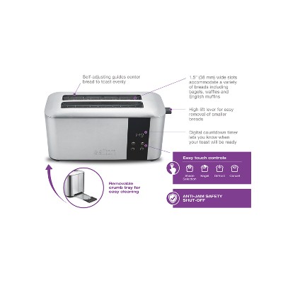 Salton Stainless Steel Digital 4-Slice Long Slot Toaster