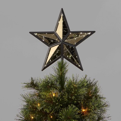 11.375in Lit Dewdrop Frame Mirrored Star Tree Topper Black - Wondershop™