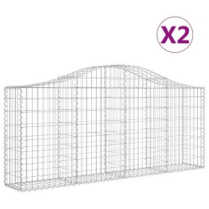 vidaXL Gabion Basket Arched Gabion Basket Planter for Flower Galvanized Iron - 78.7" x 11.8" x 31.5"/39.4" 2 - 1 of 4