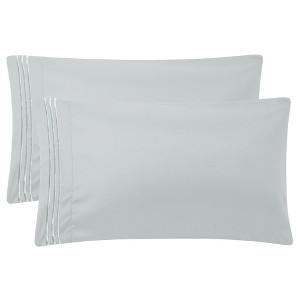 PiccoCasa Breathable Soft Embroidery Zipper Brushed Pillowcases 2 Pcs - 1 of 4