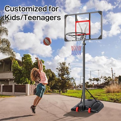 Metal Basketball System, Adjustable Height 77 in-102 in (6.46 ft-8.53 ft) Portable Impact Basketball Outdoor Basketball Frames with 33in Basketball