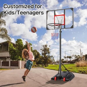 Metal Basketball System, Adjustable Height 77 in-102 in (6.46 ft-8.53 ft) Portable Impact Basketball Outdoor Basketball Frames with 33in Basketball - 1 of 4