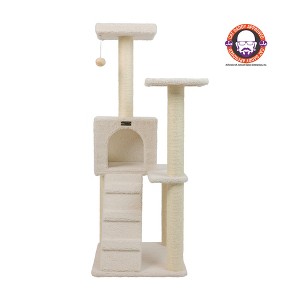 Armarkat Ivory Fleece Covered 53" High Real Wood Cat tre, B5301 - 1 of 4