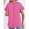 BLUEMING Womens T-shirts Knit V Neck Cap Sleeve Ribbed Tops Loose Fit Comfy Blouses Trendy Casual Outfits - 2 of 4