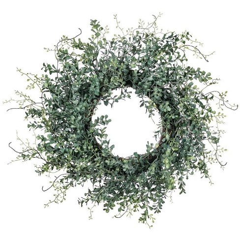 Sullivans Artificial Blue Boxwood Wreath 24