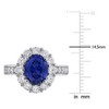 CREATED FOREVER | Sterling Silver 2.2 CT TGW Oval-Cut Created Blue Sapphire and 1.23 CT TW Lab-Grown Diamond Halo Ring - 4 of 4