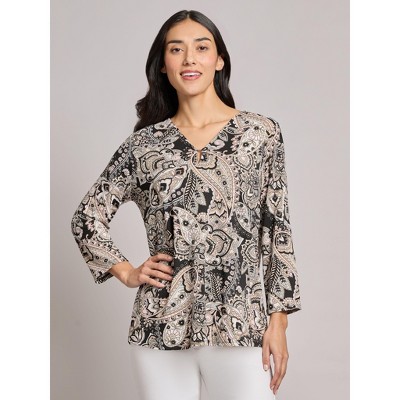 Printed Keyhole Neckline Top