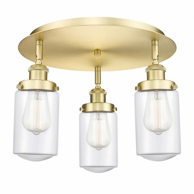 Dover - 3 Light Flush Mount In Art Deco Style-10 Inches Tall and 16.25 Inches Wide