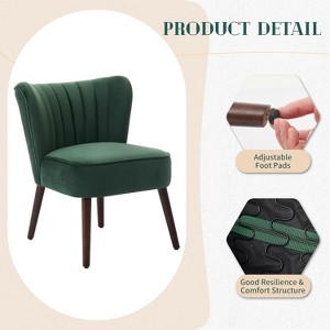 Velvet Accent Chair - Mid-Century Modern Lounge Chair with Wood Legs, 300Lb Capacity Wingback Chair, Comfortable Reading Chair for Bedroom, Office - 1 of 4
