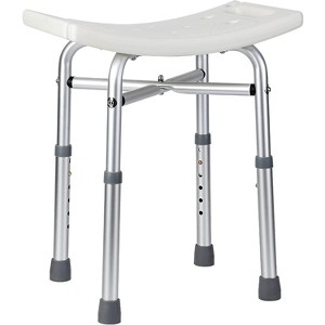 Adjustable White Shower Bench - Easy-clean seat provides comfort & support for users up to 350 lbs capacity. - 1 of 4
