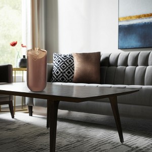 Modern Glam Glass Vase with Accent - Aluminum & Glass Decorative Home & Office Decor for Living Room, Bedroom, or Workspace - 16" Gold - 1 of 4