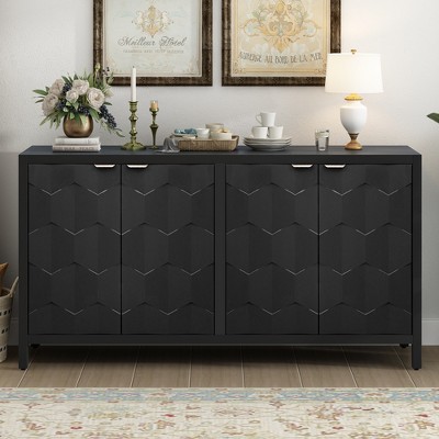 Whisen Luxurious Four-Door Sideboard with Honeycomb Patterned Doors