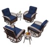 UPHA 6-Piece Patio Outdoor Wicker Swivel Rocking Chair Set with Side Table and Cushions - 2 of 4