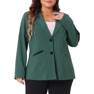Agnes Orinda Women's Plus Size Notched Lapel Long Sleeve Button Down Office Work Blazers - 1 of 4