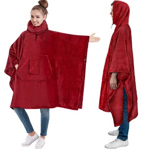 PAVILIA Wearable Blanket Women Men, Oversized Hoodie Sweatshirt Sweater Neck Warmer, Fleece Soft Hug Sleep Pod - 1 of 4