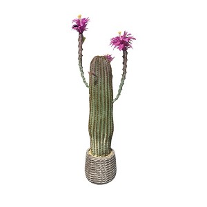 43 Inch Artificial Cactus Plant, Faux Desert Cacti Potted Plant with Flower, Fake Cacti Saguaro for Home Garden Office Indoor Outdoor Decor - 1 of 4