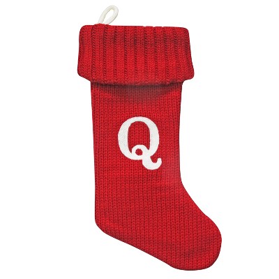 Knit Monogram Christmas Stocking Red Q - Wondershop&trade;: 20" Festive Holiday Decor