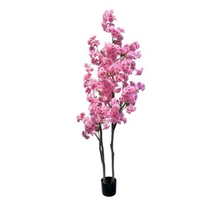 Cherry Blossom Artificial Tree – Fake Flower Tree for Indoor Use, Available in 59in (150cm) & 71in (180cm), Single & Double Pole Designs - 1 of 4
