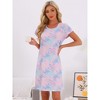 INSPIRE CHIC Women's Short Sleeve Round Neck Printed Nightgown Nightshirt - 2 of 4