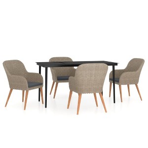 vidaXL Patio Dining Set Outdoor Dining Set Table and Chair Set for Garden - Brown 55.1" Table Length 4 Items - 1 of 4