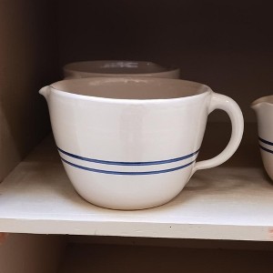 Martinez Pottery Heritage Blue Stripe Stoneware Batter Bowl Handmade 12 Cup - 1 of 4