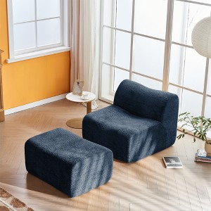 KWPZQEB Lazy Chair with Ottoman, Modern Accent Lounge Chair, Reading Sofa Chairs with Footrest, Foam Compression Sofa for Living Room, Bedroom - 1 of 4
