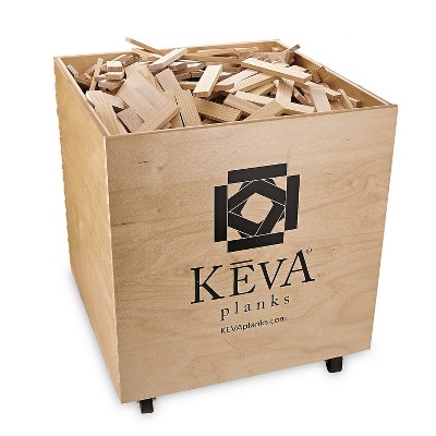 MindWare Keva Maple 1000 Planks In Wood Roller Bin - Building Toys