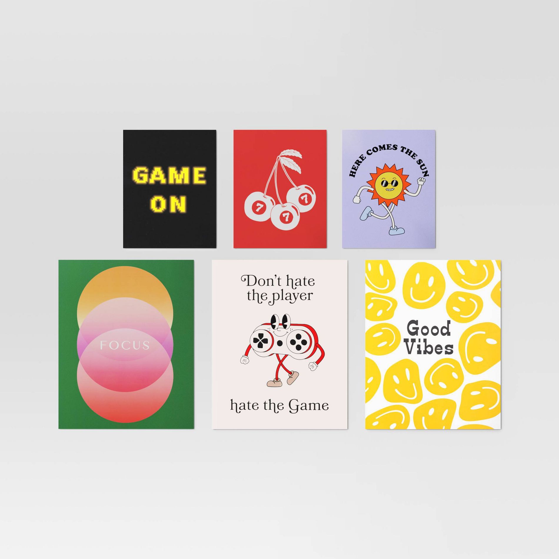 20" x 16" 6pc Retro Humor Wall Art Set Poster Prints - Room Essentials™
