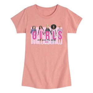 Girls' - Barbie - Girls Will Save the World Fitted Short Sleeve Graphic T-Shirt - 1 of 4