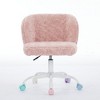 PAGED Adjustable Height Office Chair, Modern Swivel Vanity Chair with Colorful Wheels and Metal Base, Armless Desk Chair for Office - 4 of 4