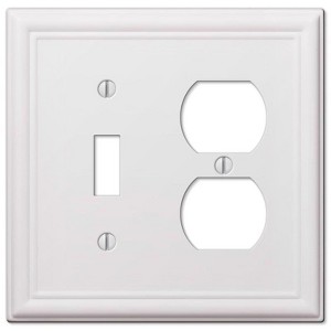 Amerelle Chelsea White 2 gang Stamped Steel Duplex/Toggle Wall Plate 1 pk - 1 of 1