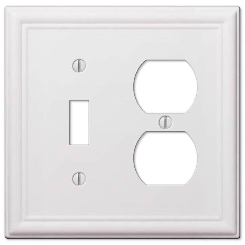 Amerelle Chelsea White 2 gang Stamped Steel Duplex/Toggle Wall Plate 1 pk, 1 of 2