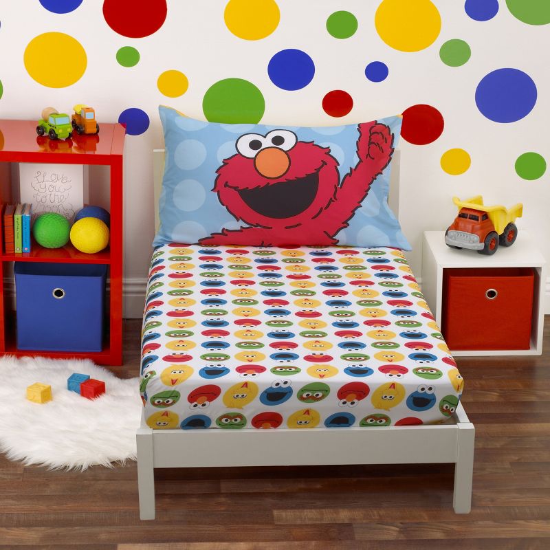 Sesame Street Sesame Street - Yellow, Blue, Red 2 Piece Toddler Sheet Set with Fitted Crib Sheet and Pillowcase, 1 of 6