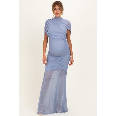 target blue maternity dress Pinkblush Draped Bodice Ruched Mesh Maxi Large : Baby shower