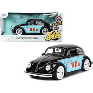 1959 Volkswagen Beetle Black with Graphics "I Love the 50's" Series 1/24 Diecast Model Car by Jada - 1 of 4