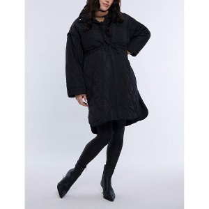 Women's Woven Full-Zip Long Sleeve Quilted Puffer Jacket | Motherhood Maternity - 1 of 4