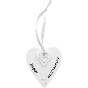 Pavilion Gift Company - Happy 25th Anniversary - 3" Ceramic Keepsake Heart Plaque - Wall Sign Panels - 1 of 4