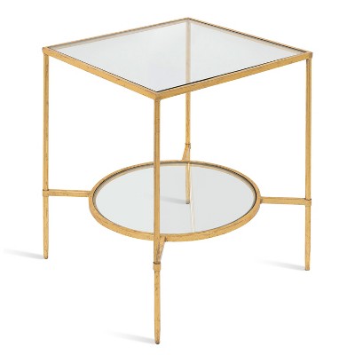 Tulare Gold Metal and Glass Square Side Table