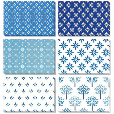 Best Paper Greetings Blank All Occasion Greeting Cards Note Cards with Envelopes Bulk Boxed Set, Blue Floral Foliage 4x6 in