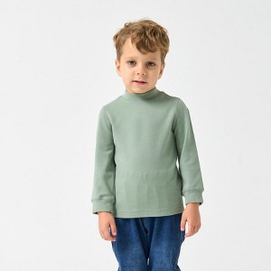 Little Plant Long Sleeve Slim Fit Mock Neck Top - Green - 1 of 4