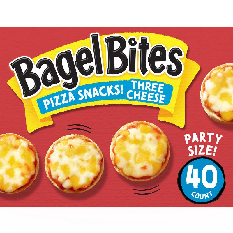 Bagel Bites Three Cheese Mini Pizza Bagel Frozen Snacks - 31.1oz/40ct, 1 of 18
