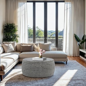 Royal Hampton 32" Coffee Table | Silver Metallic Beads Studded Pattern | Nickel Coated Iron Frame - 1 of 4