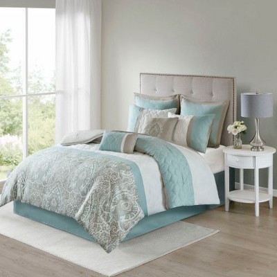 Sapphtopaz Queen 8 Piece Comforter Set, Queen Quilt with Bed Sheets Seafoam for Women, Men, Kids & Teens, Queen Quilt Bedding Set