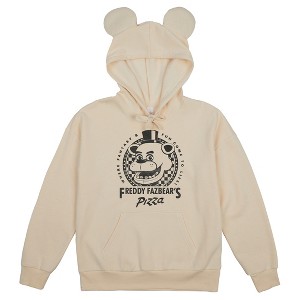 Five Nights At Freddy's Freddy Fazbear's Pizza Women's Tofu Long Sleeve Hooded Sweatshirt With 3D Ears - 1 of 2