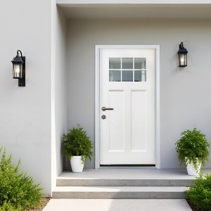 Wooakway 36"W×80"H 6-Lite 2-Panel Exterior Frosted Glass Prehung Front Entry Door Primed Interior Fiberglass Entrance Door - 1 of 4