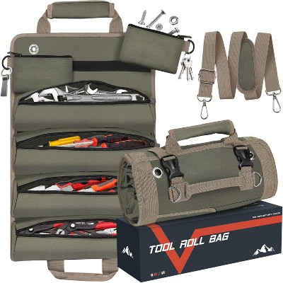 MaseiKar Tool Roll Up Bag, Gifts for Men Dad Husband Him, Portable Foldable Tools Storage for Men, Heavy Duty Tool Organizer